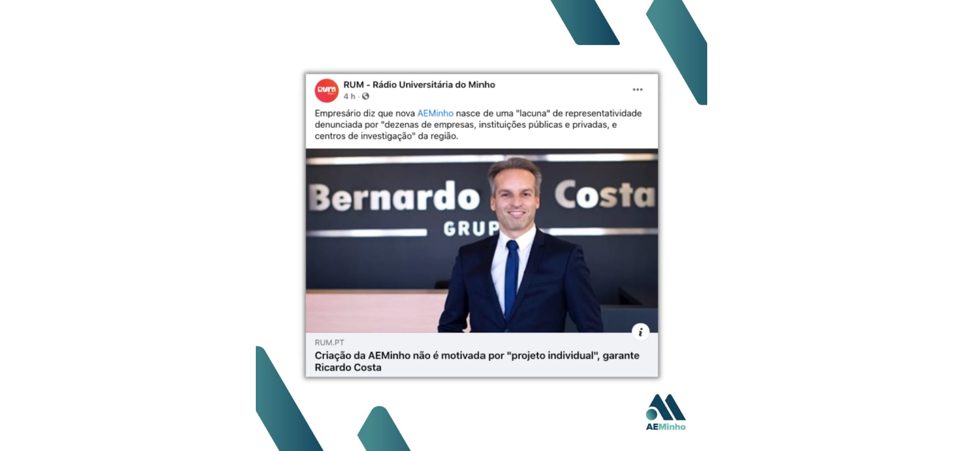 RUM: "Criação da AEMinho não é motivada por "projeto individual", garante Ricardo Costa"