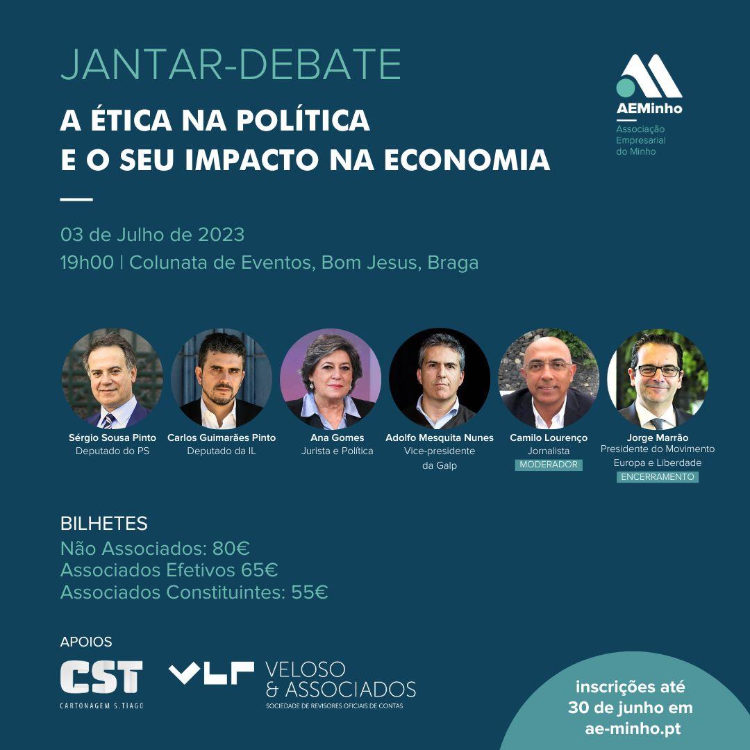 Jantar-Debate: A ética na política e o seu impacto na economia
